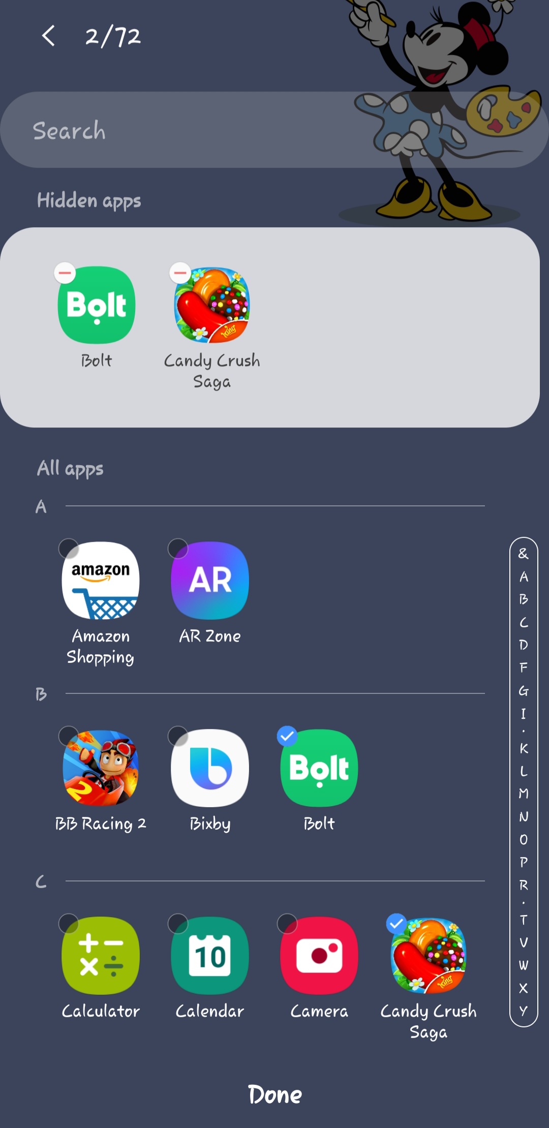 hide apps in samsung one ui